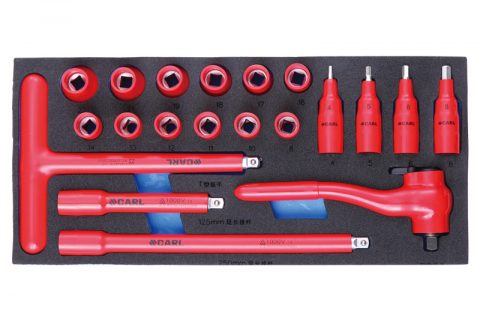 卡尔8020016工具20件10mm系列VDE绝缘套筒工具托