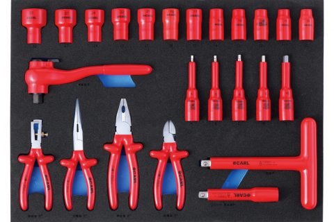 卡尔8024009 24件VDE绝缘维修工具工具托