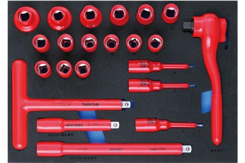 卡尔8022010工具22件12.5mm系列VDE绝缘套筒工具托